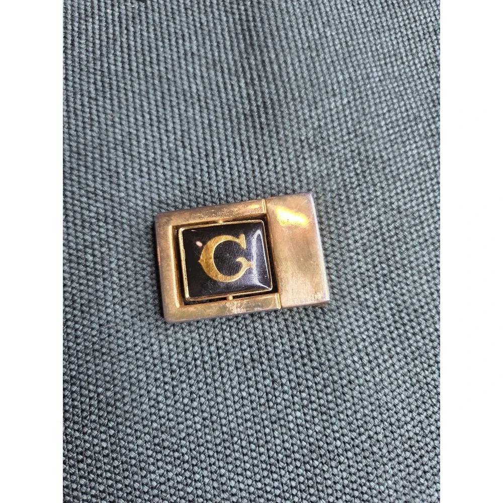Vintage Antique Flip Letter G Enamel Gold Belt Buckle 1in Belt Antique